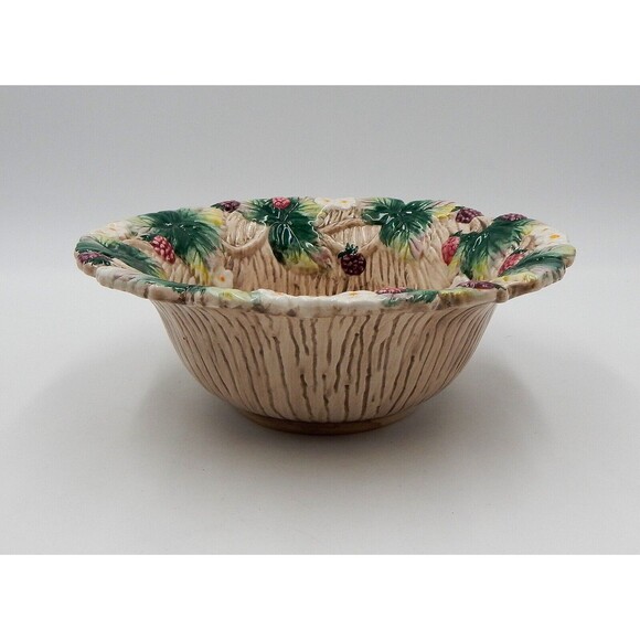 Fitz And Floyd Wild Berries Hand-painted Ceramic Pot Pourri Bowl 8.5 Inch - Picture 2 of 11